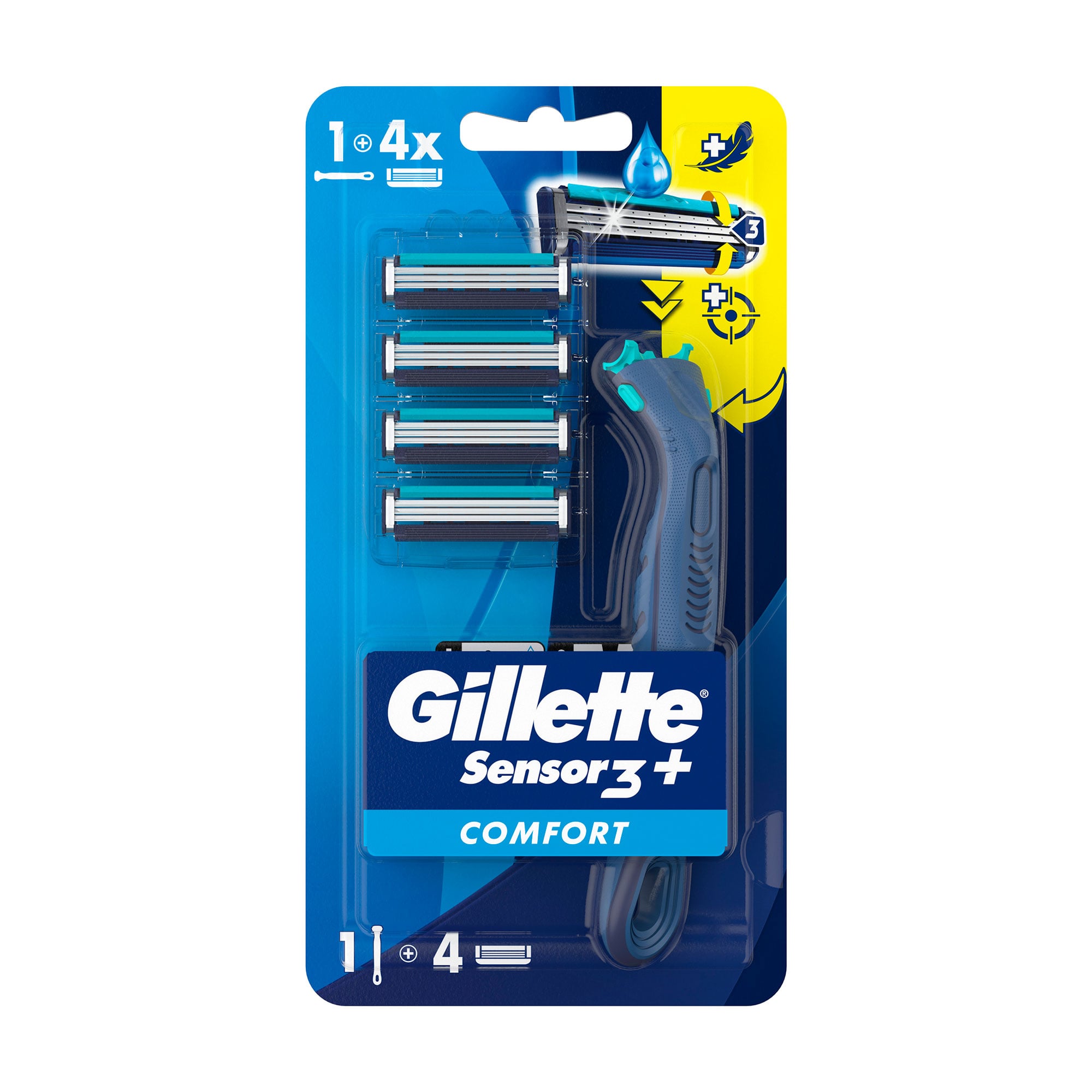 Станок для гоління чоловічий (бритва) Gillette Sensor 3+ з 4 змінними картриджами